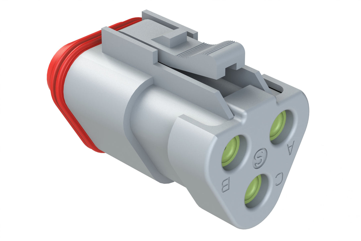 AT06-3S-MM01 3-Way Plug, Female Connector with Reduced Diameter Seal (E-Seal) and End Cap, Grey. DT06-3S-CE01, DT06-3S-CE05