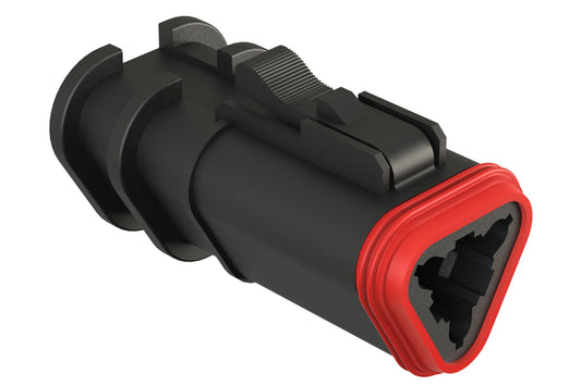 AT06-3S-OMRDBLK 3 Position Overmolded Plug, Socket, Reduced Seal, Black