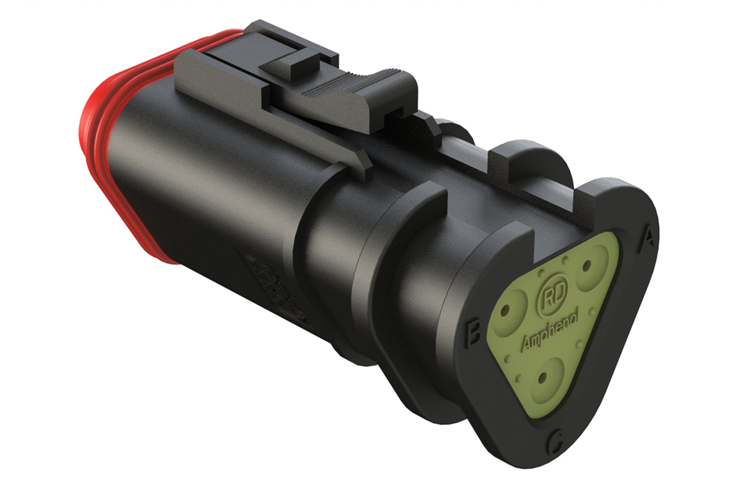 AT06-3S-OMRDBLK 3 Position Overmolded Plug, Socket, Reduced Seal, Black