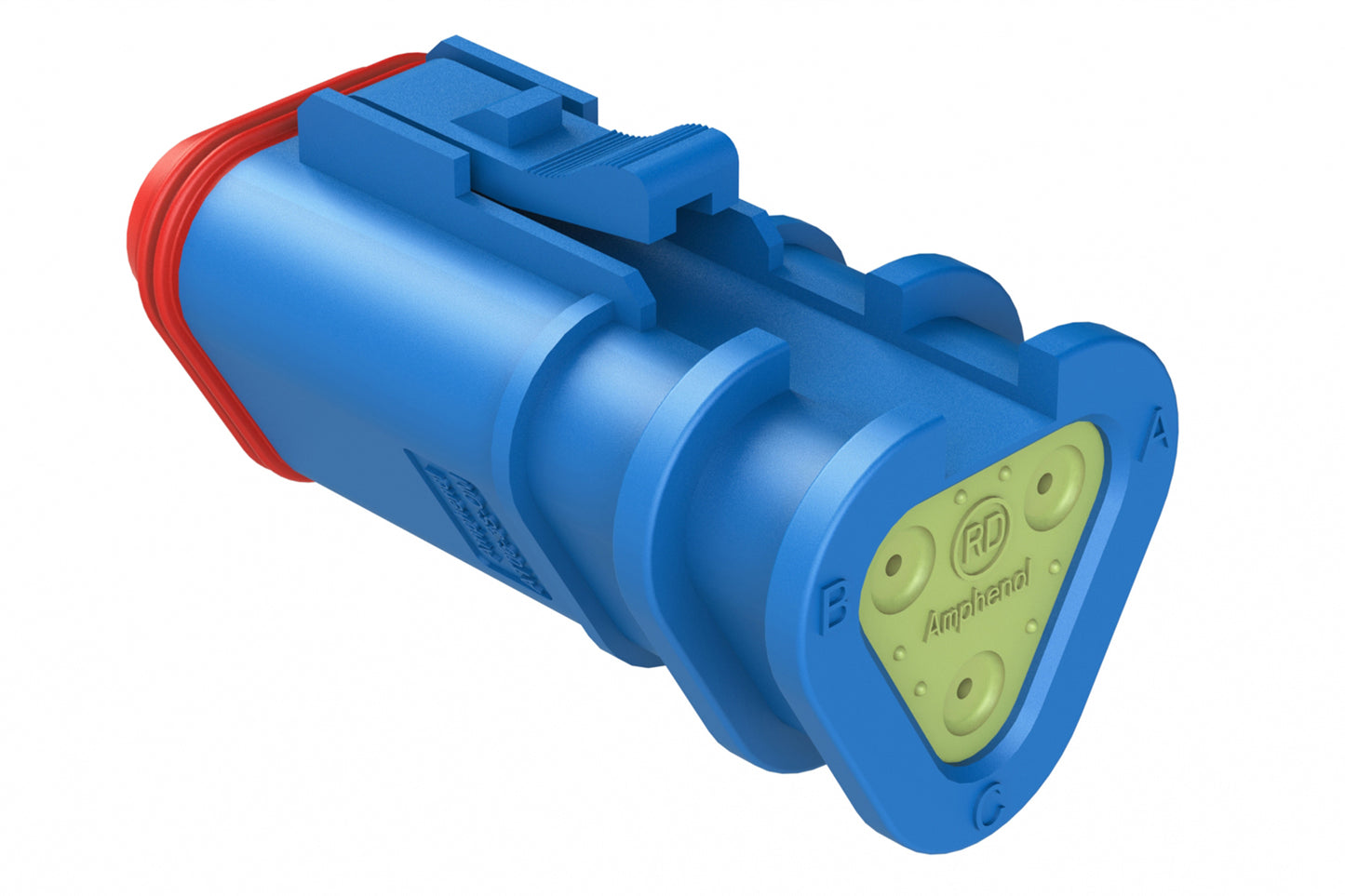 AT06-3S-OMRDBLU 3 Position Overmolded Plug, Socket, Reduced Seal, Blue