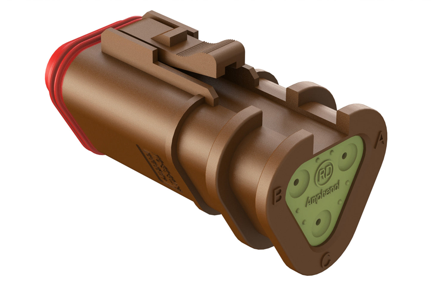 AT06-3S-OMRDBRN 3 Position Overmolded Plug, Socket, Reduced Seal, Brown