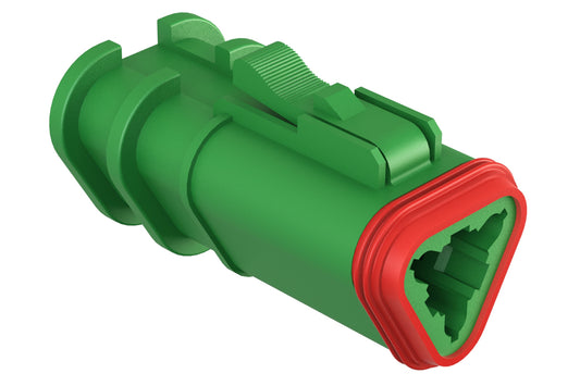 AT06-3S-OMRDGRN 3 Position Overmolded Plug, Socket, Reduced Seal, Green