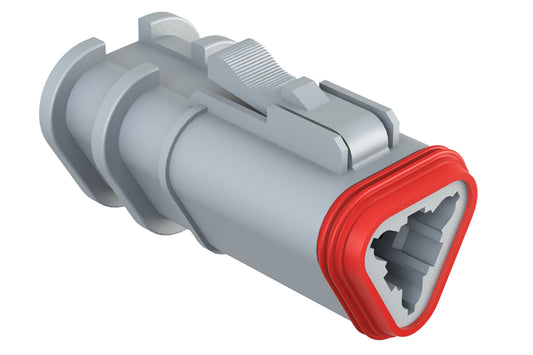 AT06-3S-OMRDGRY 3 Position Overmolded Plug, Socket, Reduced Seal, Grey