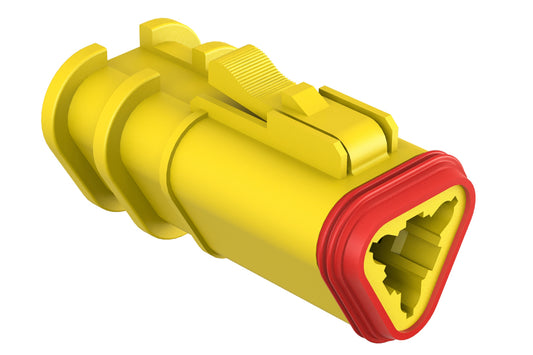 AT06-3S-OMRDYEL 3 Position Overmolded Plug, Socket, Reduced Seal, Yellow