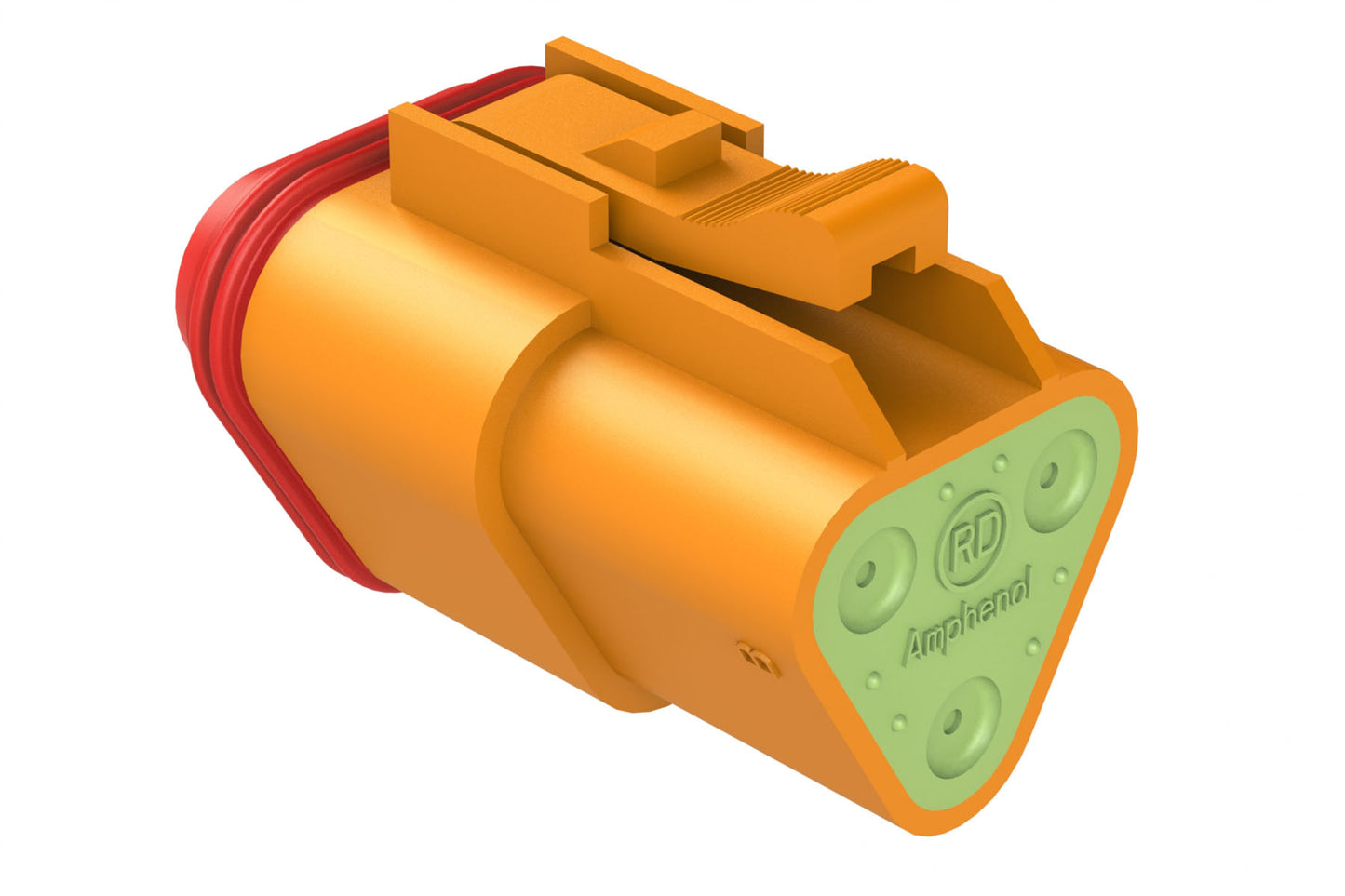 AT06-3S-RD01ORG 3-Way Plug, Black Female Connector with Reduced Diameter Seal (E-Seal), Orange