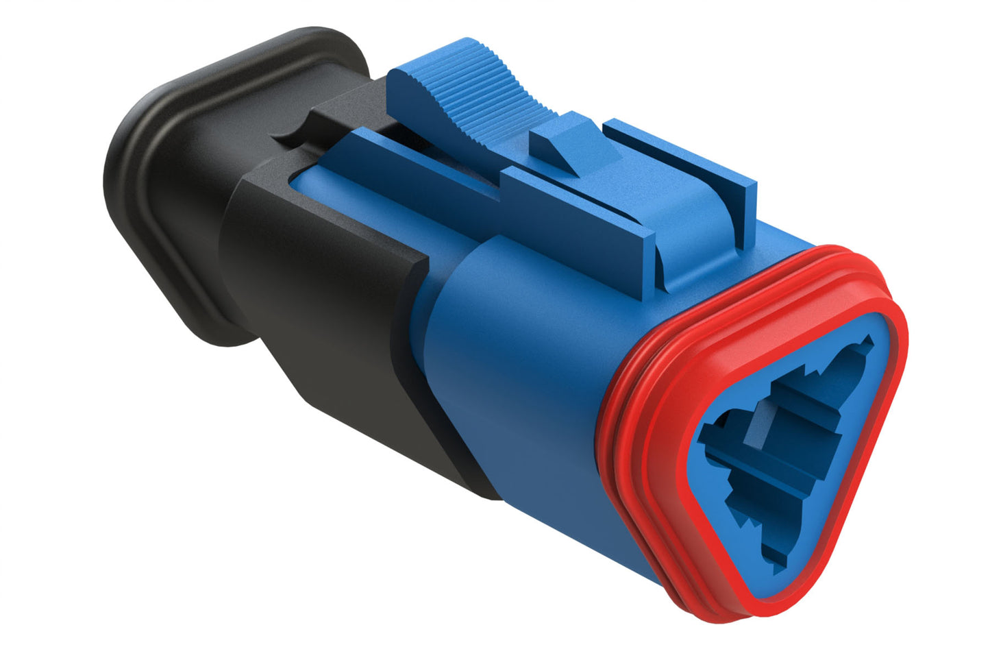 AT06-3S-SR01BLU 3-Way Plug Female Connector with Strain Relief Endcap with Standard Seal, Blue