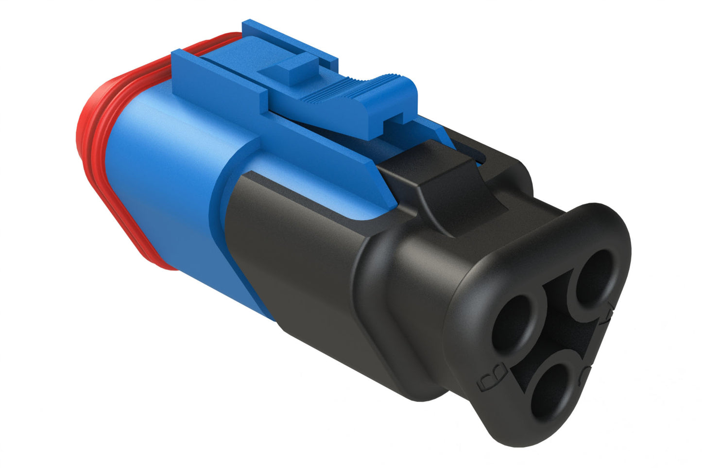 AT06-3S-SR01BLU 3-Way Plug Female Connector with Strain Relief Endcap with Standard Seal, Blue