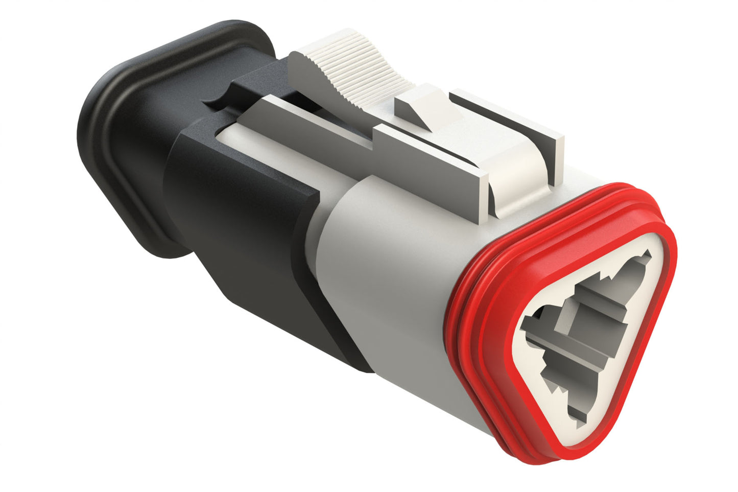 AT06-3S-SR01WHT 3-Way Plug Female Connector with Strain Relief Endcap with Standard Seal, White