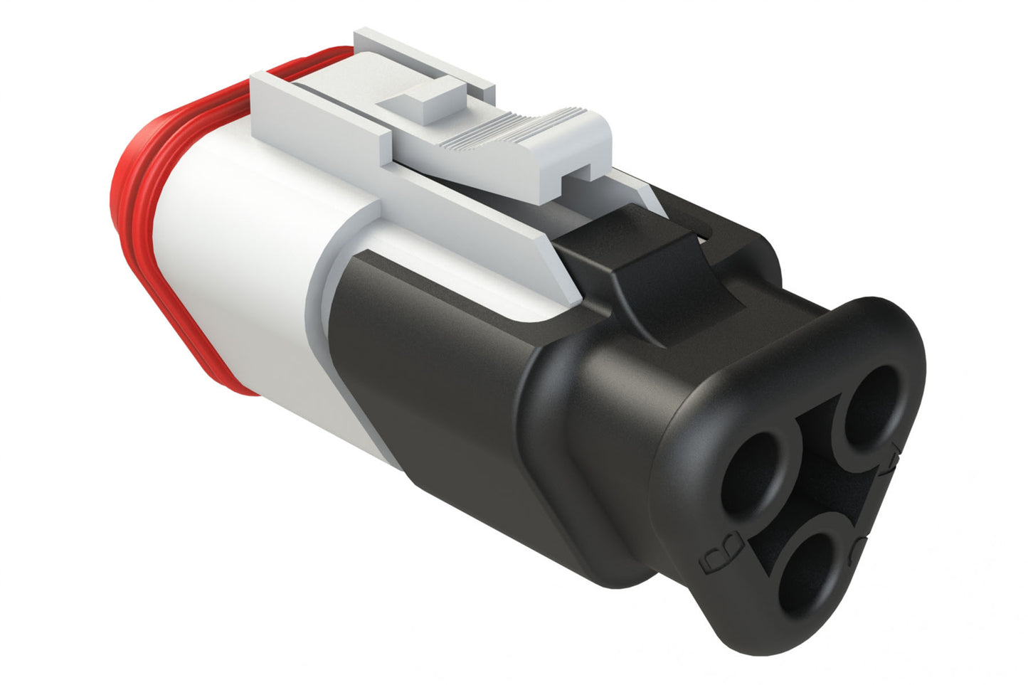 AT06-3S-SR01WHT 3-Way Plug Female Connector with Strain Relief Endcap with Standard Seal, White