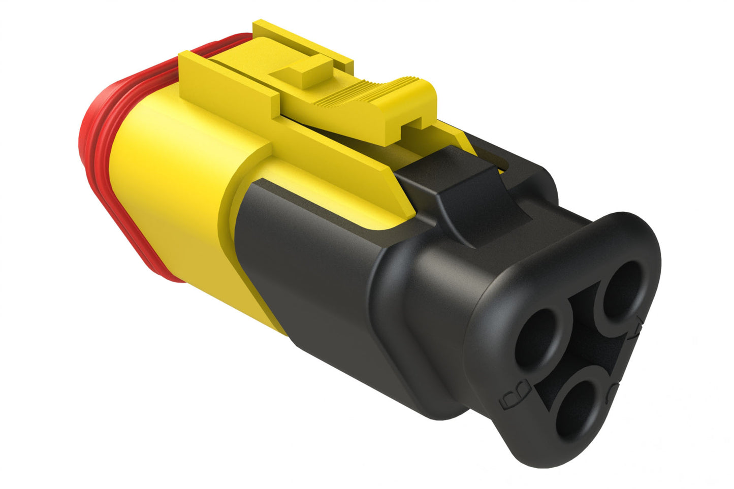 AT06-3S-SR01YEL 3-Way Plug Female Connector with Strain Relief Endcap with Standard Seal, Yellow