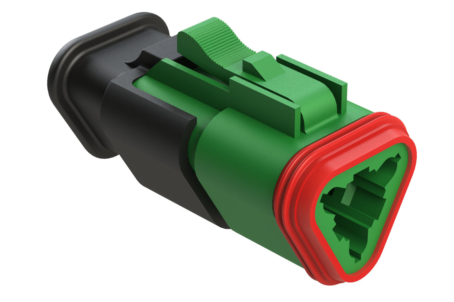 AT06-3S-SR02GRN 3-Way Plug Female Connector withStrain Relief Endcap, and Reduced Seal, Green