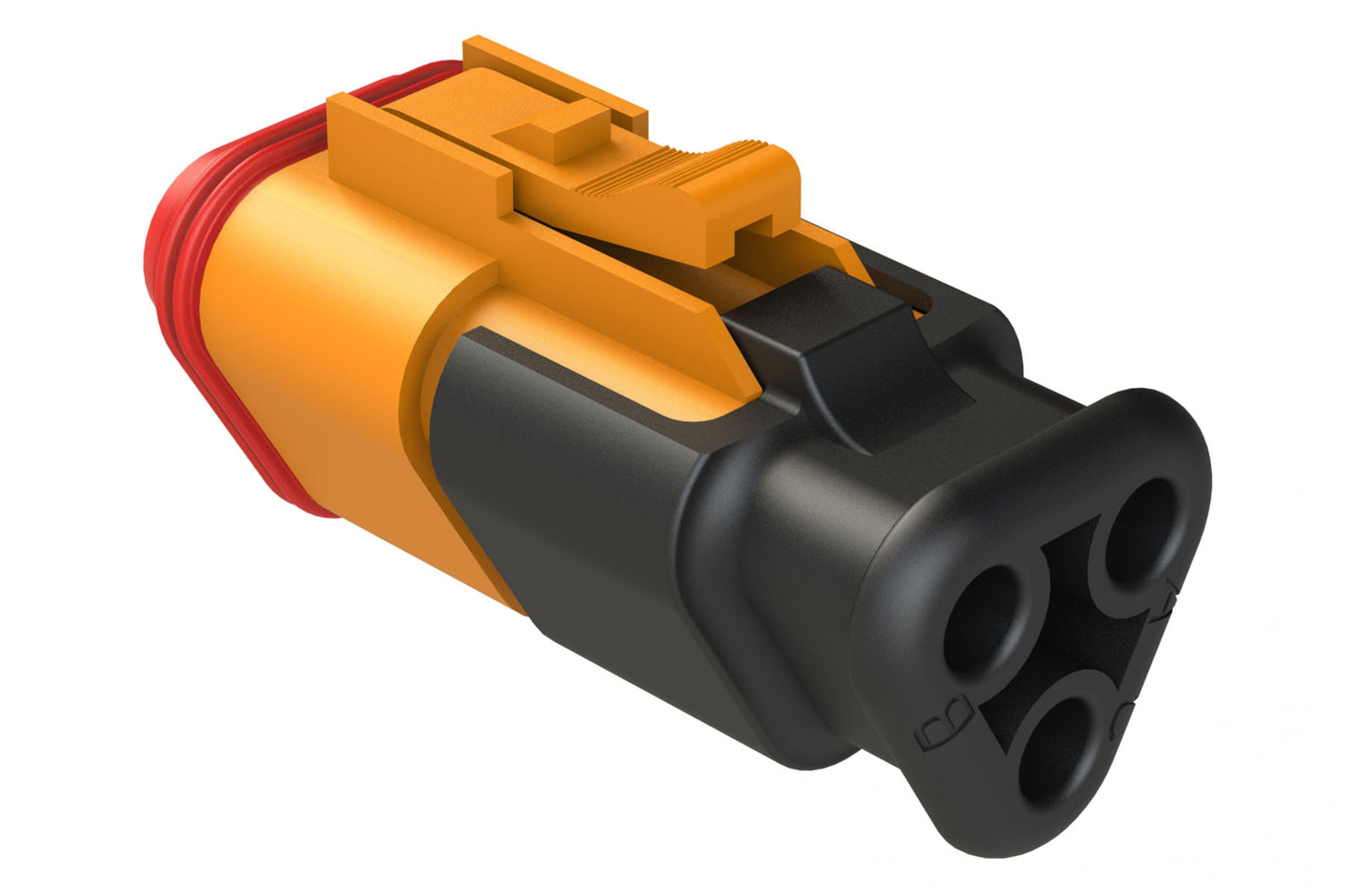 AT06-3S-SR02ORG 3-Way Plug Female Connector with Strain Relief Endcap, and Reduced Seal, Orange
