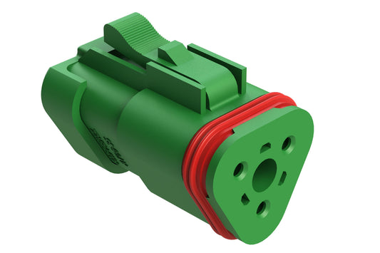 AT06-3S-SS01GRN 3-Way Plug, Female Connector with Solid Rear Grommet and Endcap, Wedgelock included, Green