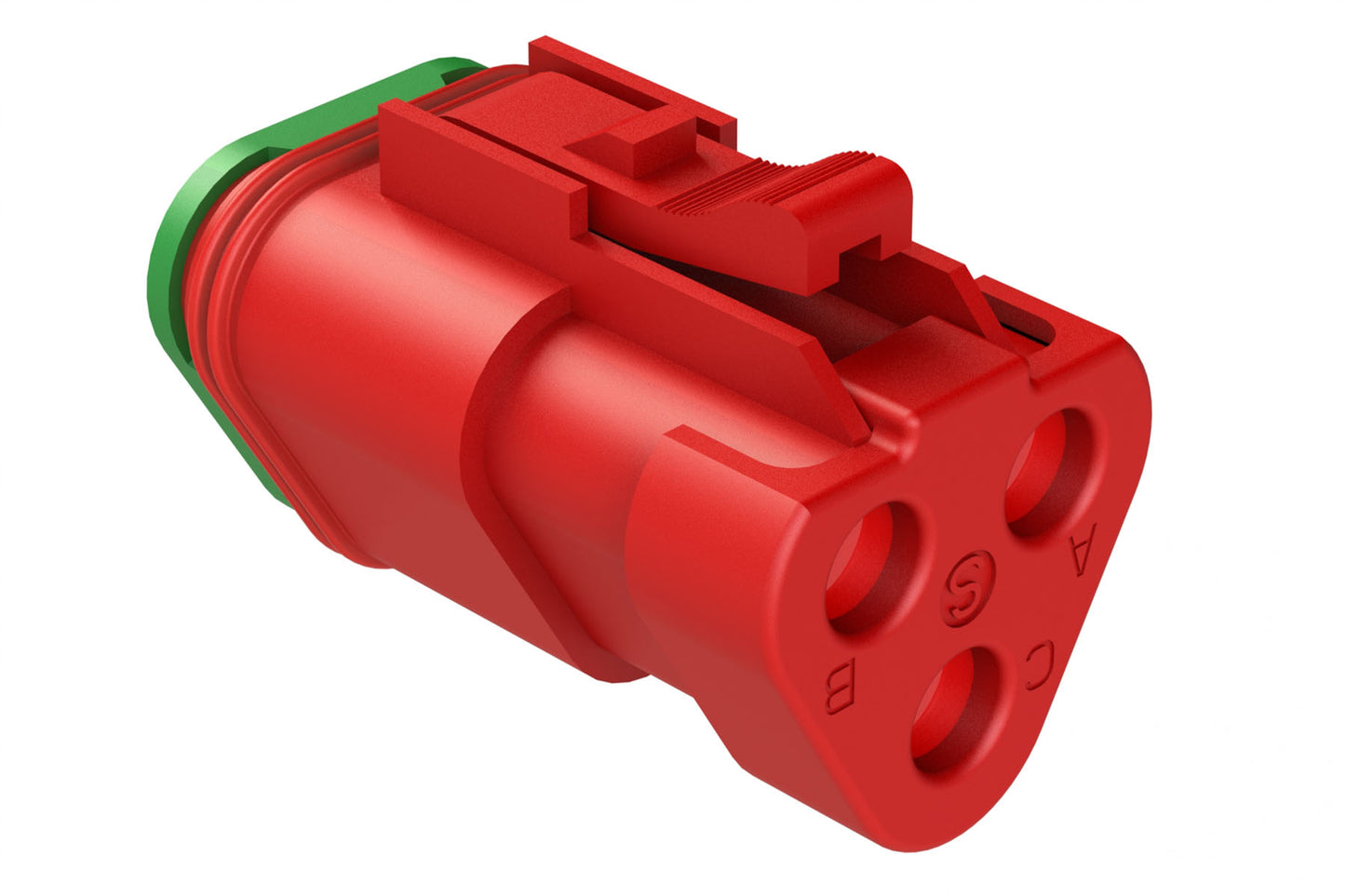 AT06-3S-SS01RED 3-Way Plug, Female Connector with Solid Rear Grommet and Endcap, Wedgelock included, Red