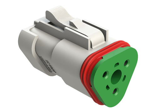 AT06-3S-SS01WHT 3-Way Plug, Female Connector with Solid Rear Grommet and Endcap, Wedgelock included, White
