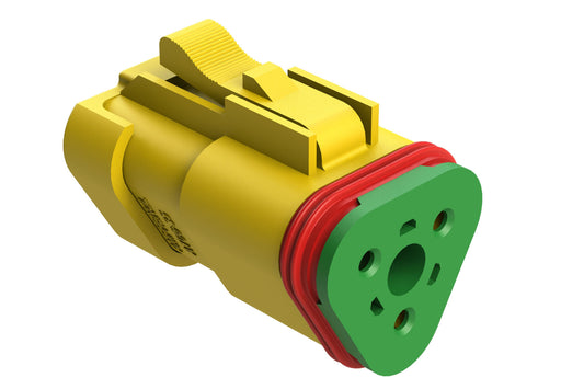 AT06-3S-SS01YEL 3-Way Plug, Female Connector with Solid Rear Grommet and Endcap, Wedgelock included, Yellow