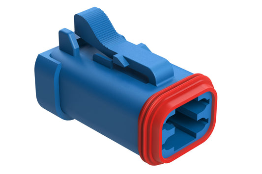 AT06-4S-EC01BLU 4-Way Plug, Female Connector with End Cap, Blue