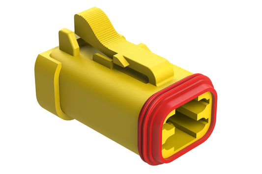 AT06-4S-EC01YEL 4-Way Plug, Female Connector with End Cap, Yellow
