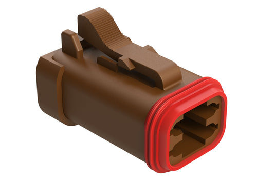 AT06-4S-MM01BRN 4-Way Plug, Female Connector with Reduced Diameter Seal (E-Seal) and End Cap, Brown