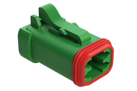 AT06-4S-MM01GRN 4-Way Plug, Female Connector with Reduced Diameter Seal (E-Seal) and End Cap, Green