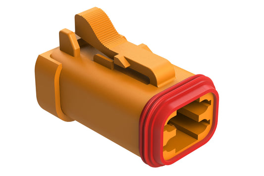 AT06-4S-MM01ORG 4-Way Plug, Female Connector with Reduced Diameter Seal (E-Seal) and End Cap, Orange