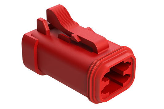 AT06-4S-MM01RED 4-Way Plug, Female Connector with Reduced Diameter Seal (E-Seal) and End Cap, Red