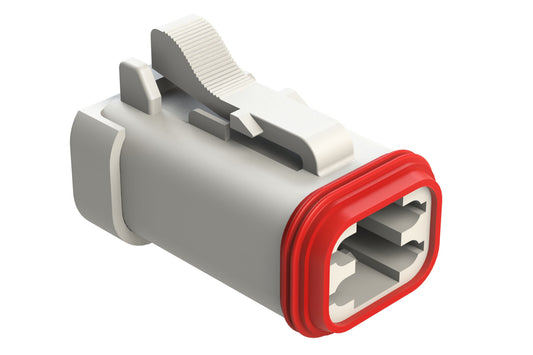 AT06-4S-MM01WHT 4-Way Plug, Female Connector with Reduced Diameter Seal (E-Seal) and End Cap, White