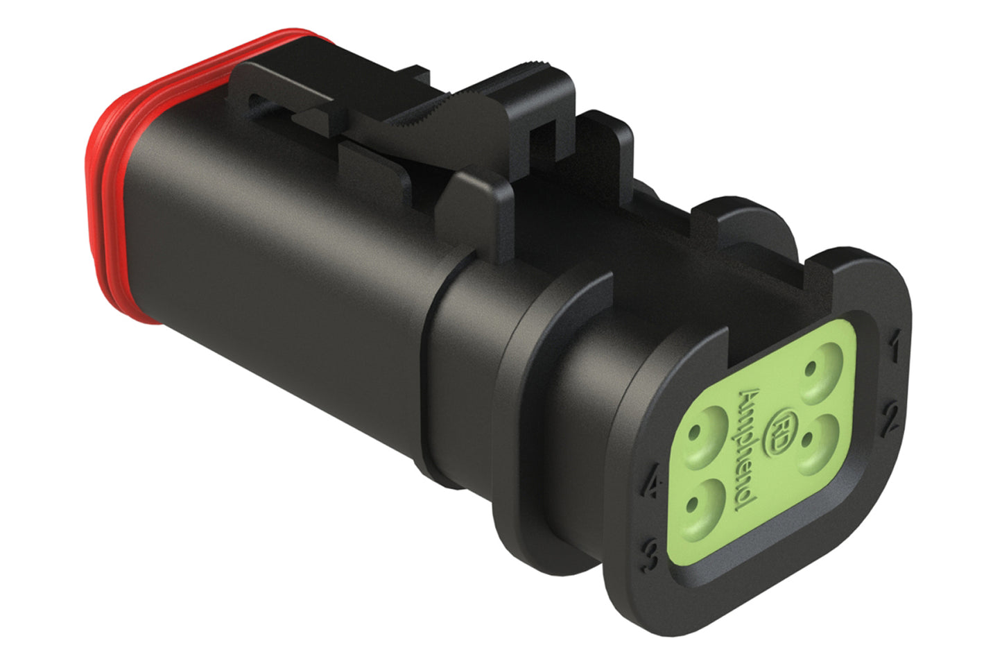 AT06-4S-OMRDBLK 4 Position Overmolded Plug, Socket, Reduced Seal, Black