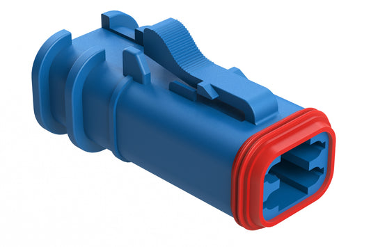 AT06-4S-OMRDBLU 4 Position Overmolded Plug, Socket, Reduced Seal, Blue