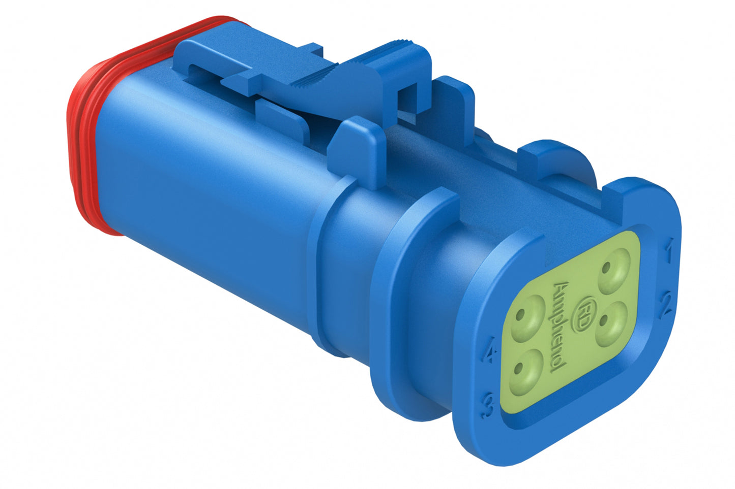 AT06-4S-OMRDBLU 4 Position Overmolded Plug, Socket, Reduced Seal, Blue