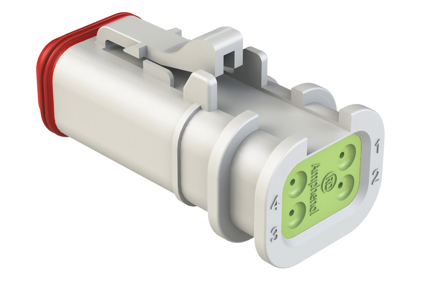 AT06-4S-OMRDWHT 4 Position Overmolded Plug, Socket, Reduced Seal, White