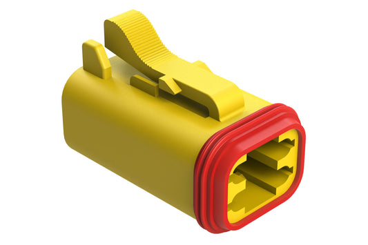 AT06-4S-RD01YEL 4-Way Plug, Black Female Connector with Reduced Diameter Seal (E-Seal), Yellow