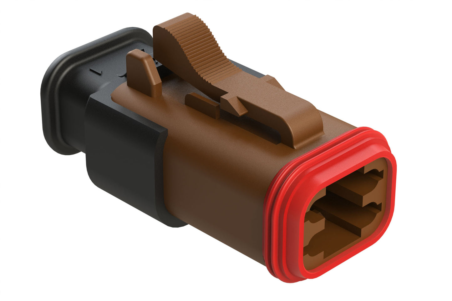 AT06-4S-SR01BRN 4-Way Plug Female Connector with Strain Relief Endcap, Standard Seal, Brown
