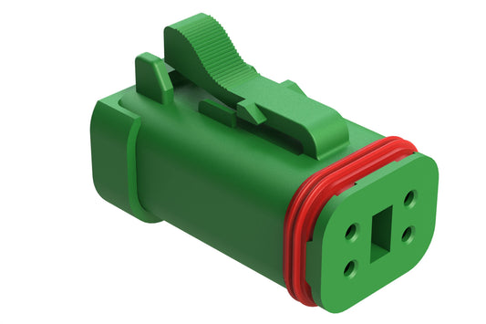AT06-4S-SS01GRN 4-Way Plug, Female Connector with Solid Rear Grommet and Endcap, Wedgelock included, Green