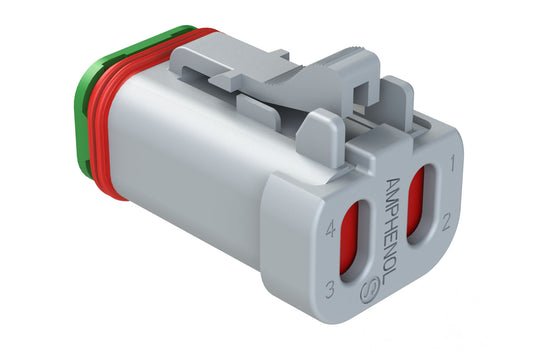 AT06-4S-SS01 4-Way Plug, Female Connector with Solid Rear Grommet and Endcap, Wedgelock included. DT06-4S-C017, DT06-4S-CP01