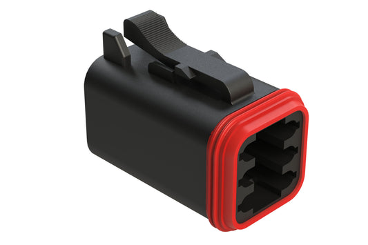 AT06-6S-BLK 6-Way Plug, Female Connector, Black. DT06-6S-E004, DT06-6S-P012