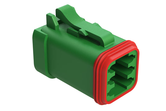 AT06-6S-EC01GRN 6-Way Plug, Female Connector with End Cap, Green