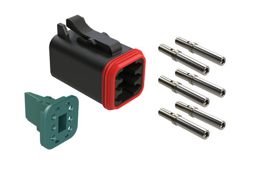 AT06-6S-KIT01BLK 6 Position Plug, Wedge and Contacts Kit, Socket, Black