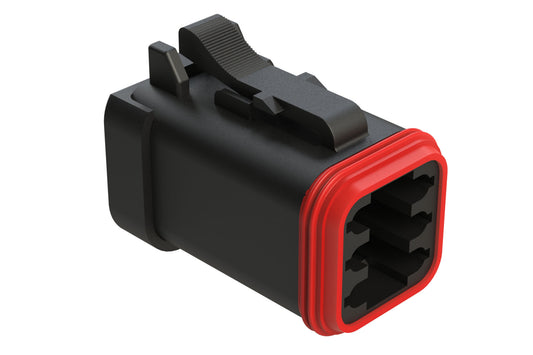 AT06-6S-MM01BLK 6-Way Plug, Female Connector with Reduced Diameter Seal (E-Seal) and End Cap, Black. DT06-6S-CE03, DT06-6S-CE05