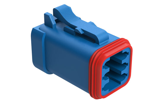 AT06-6S-MM01BLU 6-Way Plug, Female Connector with Reduced Diameter Seal (E-Seal) and End Cap, Blue