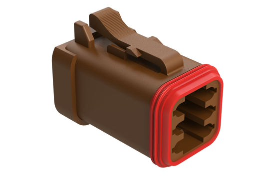 AT06-6S-MM01BRN 6-Way Plug, Female Connector with Reduced Diameter Seal (E-Seal) and End Cap, Brown