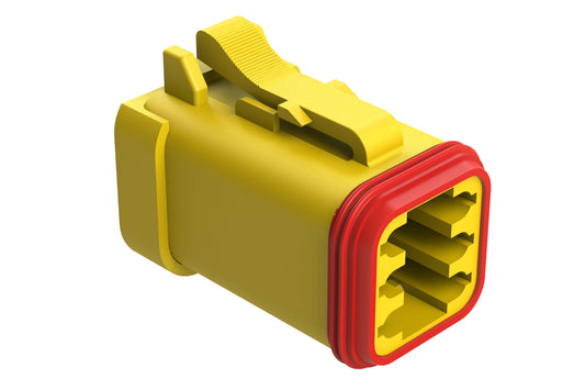 AT06-6S-MM01YEL 6-Way Plug, Female Connector with Reduced Diameter Seal (E-Seal) and End Cap, Yellow