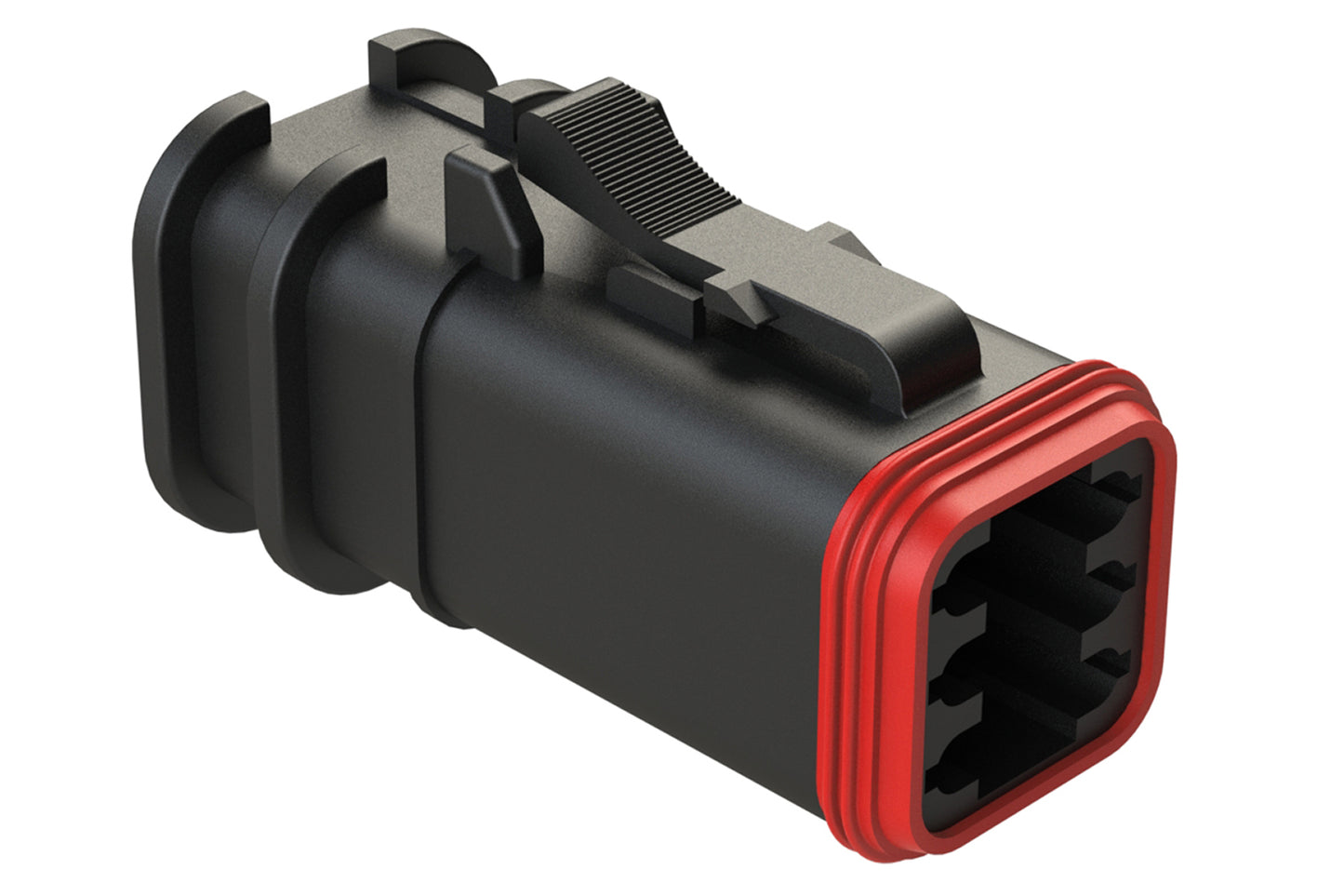 AT06-6S-OMRDBLK 6 Position Overmolded Plug, Socket, Reduced Seal, Black