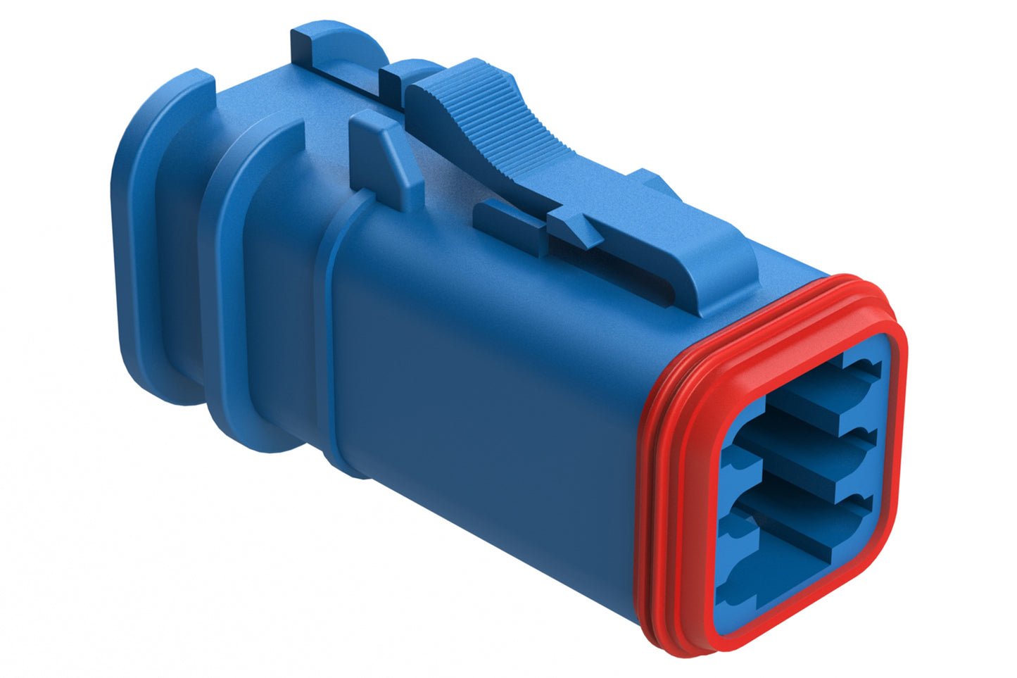 AT06-6S-OMRDBLU 6 Position Overmolded Plug, Socket, Reduced Seal, Blue