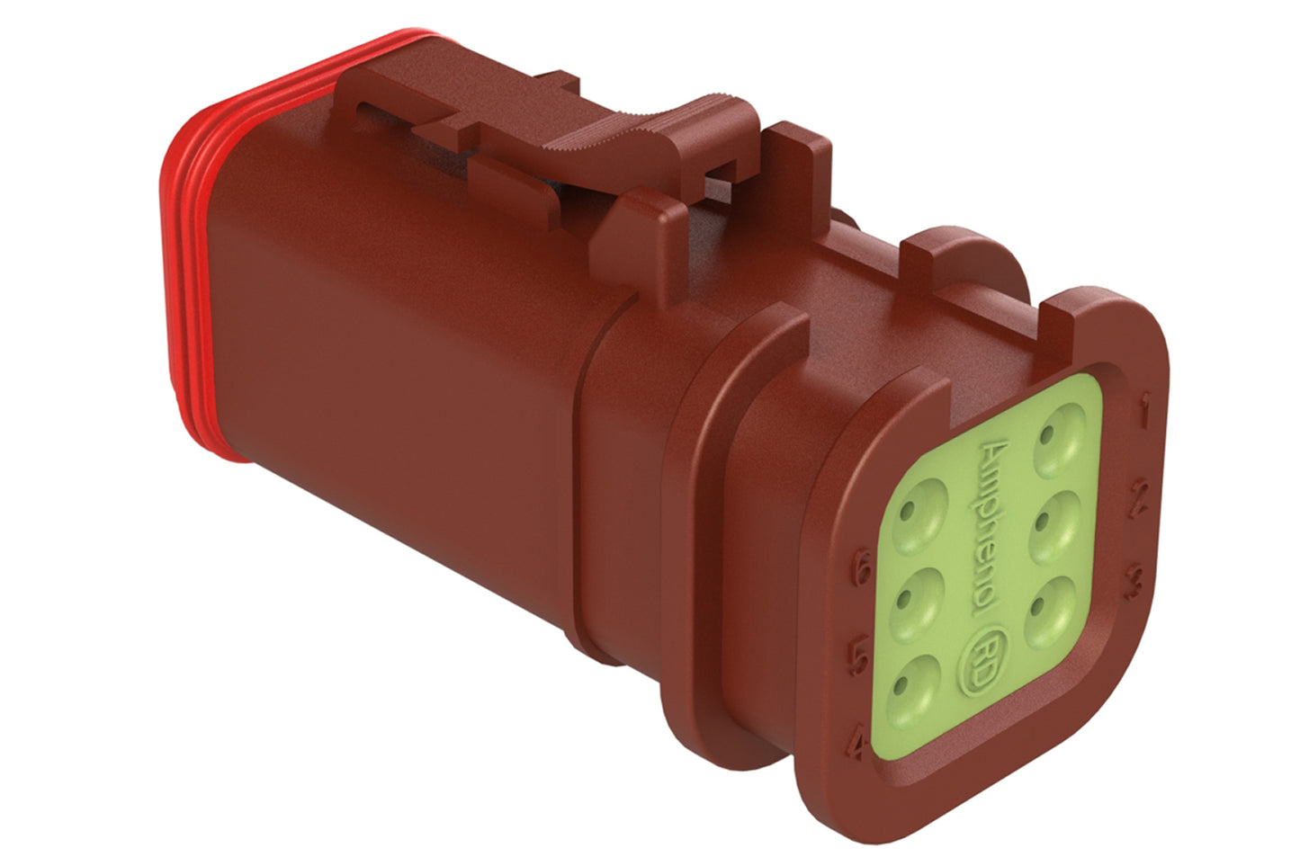 AT06-6S-OMRDBRN 6 Position Overmolded Plug, Socket, Reduced Seal, Brown