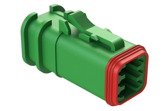 AT06-6S-OMRDGRN 6 Position Overmolded Plug, Socket, Reduced Seal, Green