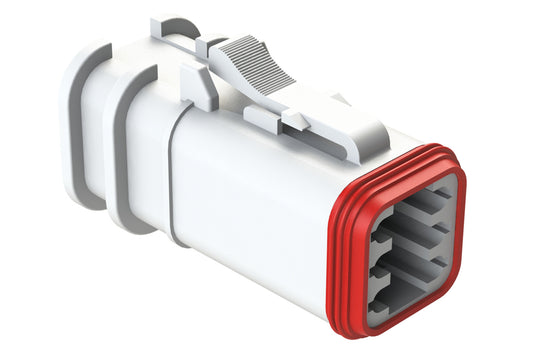 AT06-6S-OMRDWHT 6 Position Overmolded Plug, Socket, Reduced Seal, White