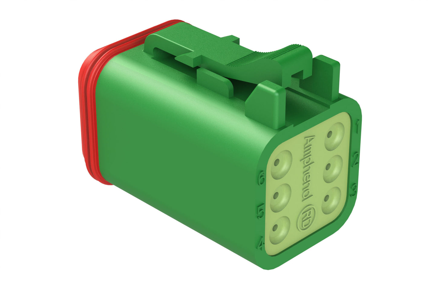AT06-6S-RD01GRN 6-Way Plug, Black Female Connector with Reduced Diameter Seal (E-Seal), Green