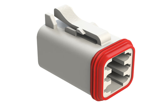 AT06-6S-RD01WHT 6-Way Plug, Black Female Connector with Reduced Diameter Seal (E-Seal), White