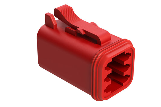 AT06-6S-RED 6-Way Plug, Female Connector, Red
